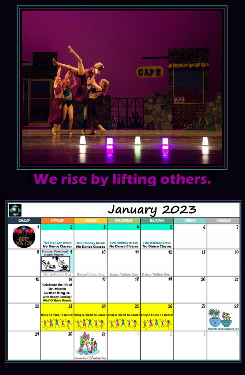 Dance studio Calendar & Events in Wilmington NC, The Dance Element January 2023