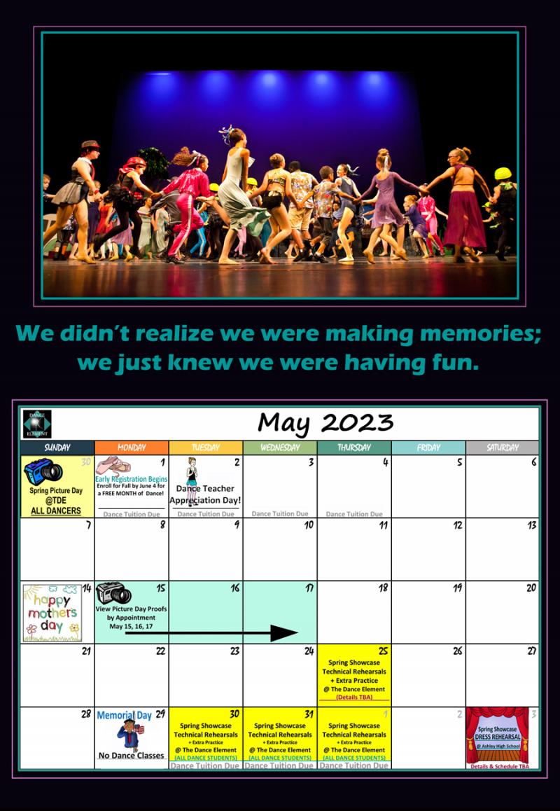 Dance studio Calendar & Events in Wilmington NC, The Dance Element May 2023